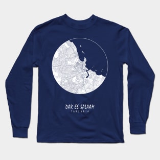 Dar es Salaam, Tanzania City Map - Full Moon Long Sleeve T-Shirt